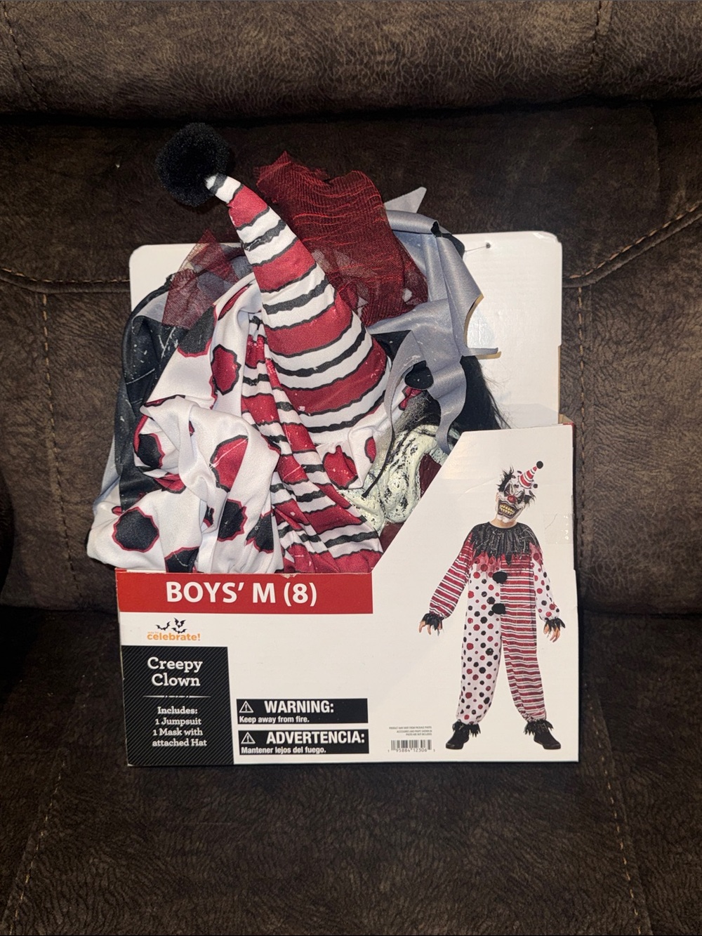 New Creepy Clown Costume - Red, White & Black‎ size Med (8)